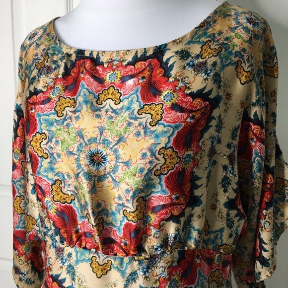 Anthropologie Kas New York Winterstar Boho Kaleidoscope Blouse Sz 2 Multicolor - Picture 3 of 15